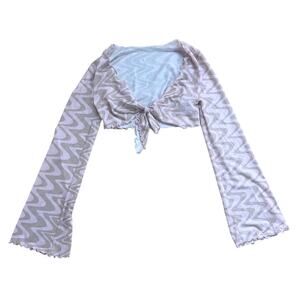 Abound Sheer Zebra Pink Long Sleeve Crop Tie Front Top XXS